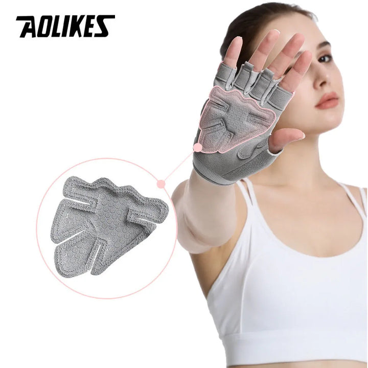 AOLIKES 1 Pair Gym Gloves Body Building Sports Fitness Dumbbell Workout Breathable Gloves for Crossfit Weight Lifting Training