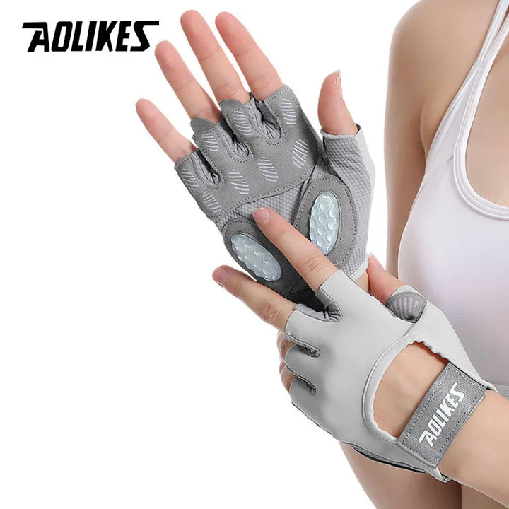 AOLIKES 1 Pair Gym Gloves Body Building Sports Fitness Dumbbell Workout Breathable Gloves for Crossfit Weight Lifting Training