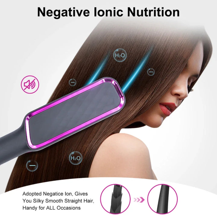 Electric Hot Comb Multifunctional Straight Hair Straightener Comb Negative Ion Anti-Scalding Styling Tool Straightening Brush