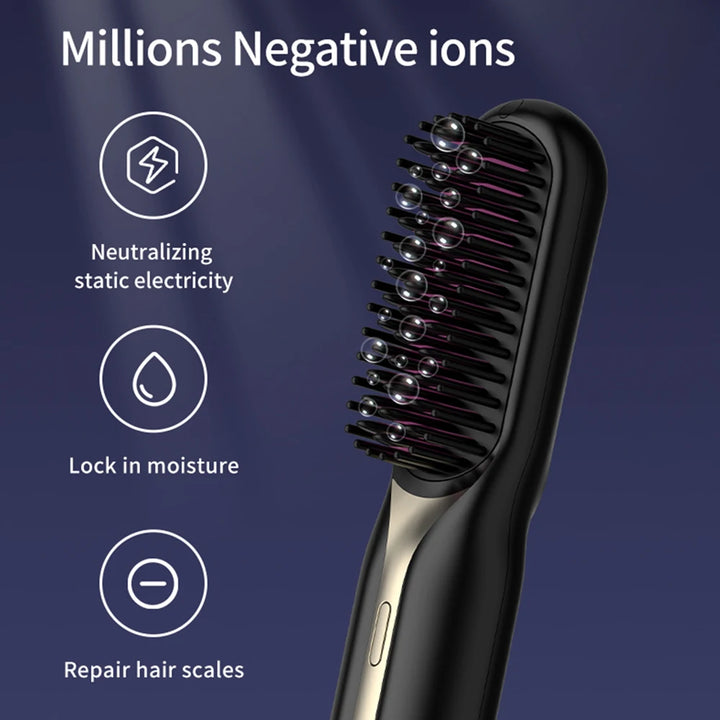 Portable Hair Straightener Hot Heating Comb Curling Iron Styling Tools  Ion Nourish Electric Hair Straightening Comb Hair Care