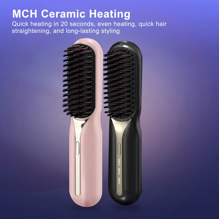 Portable Hair Straightener Hot Heating Comb Curling Iron Styling Tools  Ion Nourish Electric Hair Straightening Comb Hair Care