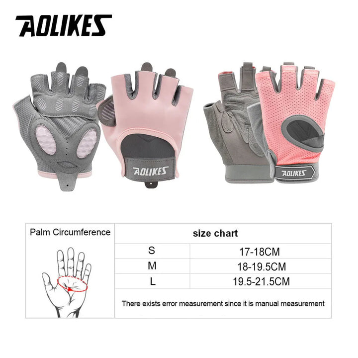 AOLIKES 1 Pair Gym Gloves Body Building Sports Fitness Dumbbell Workout Breathable Gloves for Crossfit Weight Lifting Training