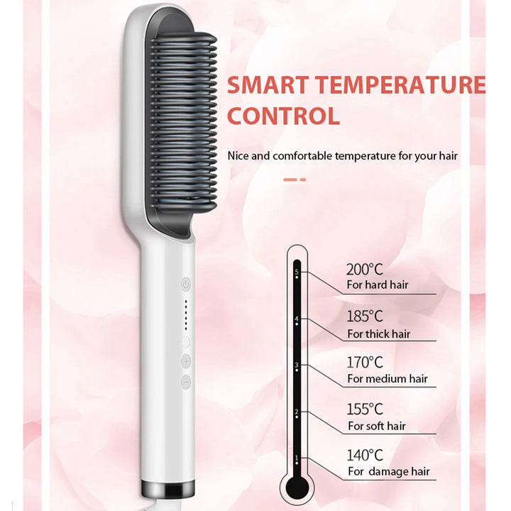 Electric Hot Comb Multifunctional Straight Hair Straightener Comb Negative Ion Anti-Scalding Styling Tool Straightening Brush