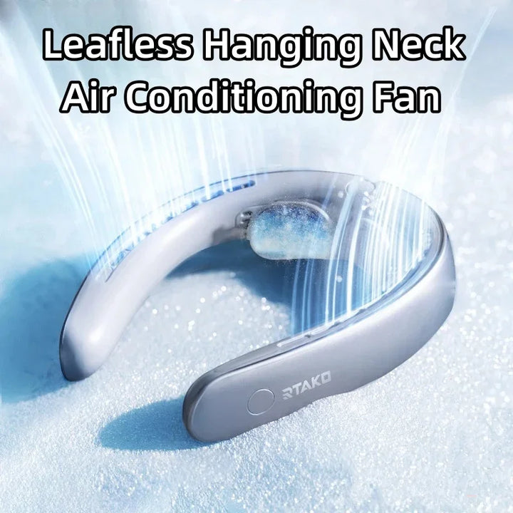 2024 New Leafless Hanging Neck Cold Fan 3-Gears Adjustable 4000mAh Large Capacity Fast Cooling Outdoor Mute Air Conditioning Fan