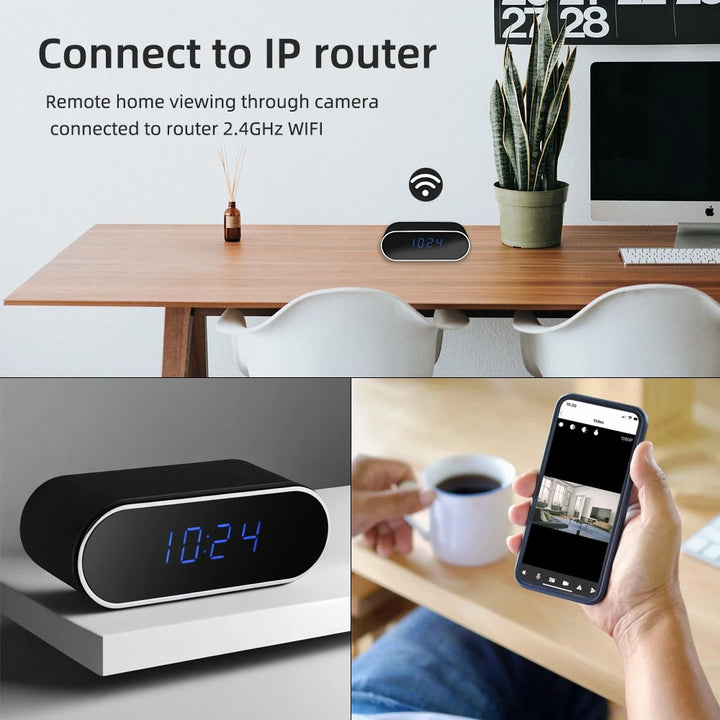 Wireless network mini clock camera 1080P WiFi infrared night vision high-definition home protection security video camera