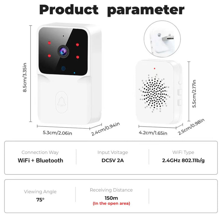 Doorbell video low power WIFI link, rechargeable model doorbell night vision HD intelligent security 1 drag 1 home intercom